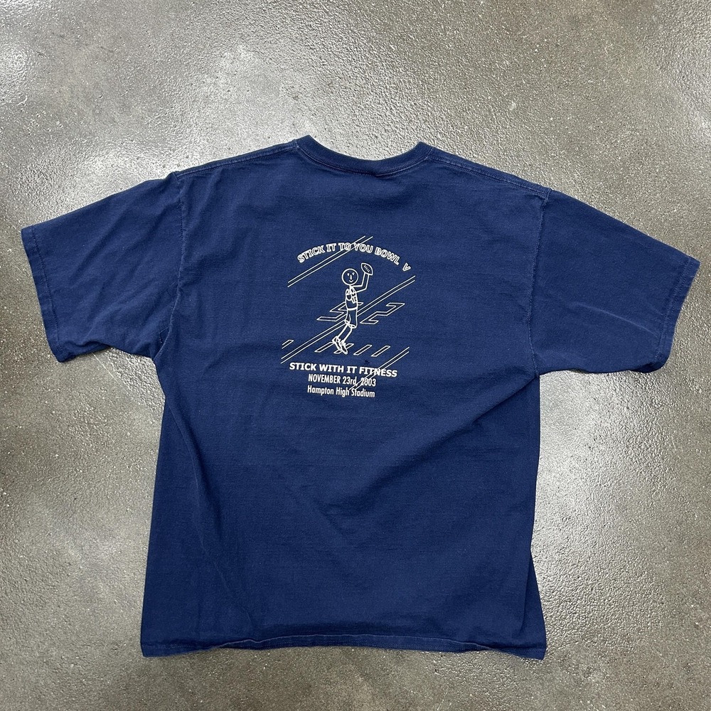 Vintage Stick With It‎ Fitness Shirt Mens XL Blue 2003 Football Hampton 2000s - Picture 4 of 8